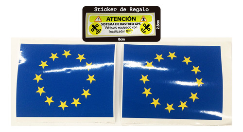 Sticker Calcomania De Bandera Unión Europea 14x11cm 2 Pzas