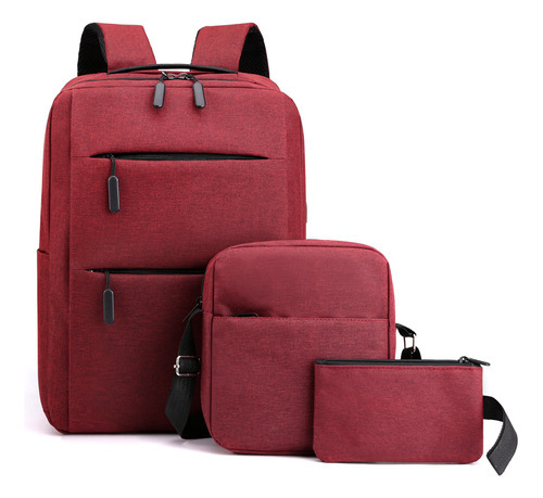 Kit Mochila Notebook Impermeável Usb Masculina Feminina Cor Vermelho