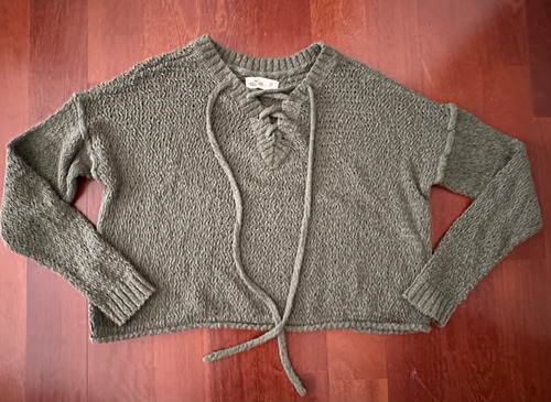 Sweater Hollister Oversized Crop De Hilo Talle Xs Holgado