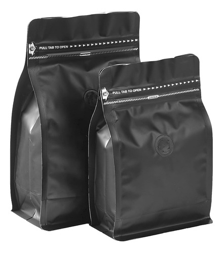 50 Bolsas De Café Con Válvula Y Cierre Zipper De 500 Gramos Color Negro