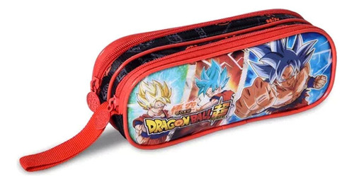 Estojo Duplo Dragon Ball Luxcel Escolar Infantil Vermelho