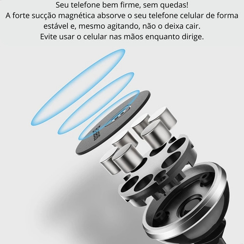 Imagem 5 de 8 de Suporte P/ Celular Veicular Magnético Baseus Original Prata