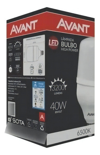Kit Com 10 Lâmpadas Led De 40w Bulbo E27 6500k Branco Frio Luz Branco-frio