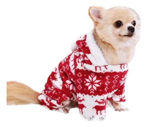 Abrigo Mascota Calentito Estilo Navideño (chico) Rojo