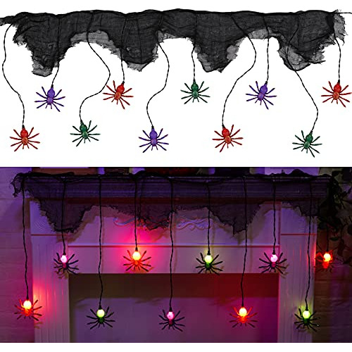 Luces De Malla De Halloween De 8 Pies Tela De Malla Neg...