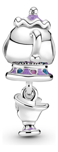 Charm Colgante Sra. Potts Y Chip La Bella Y La Bestia Color Plata