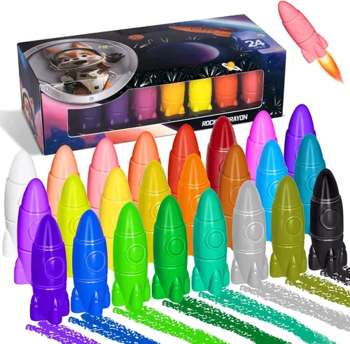 Crayones Jumbo Para Niños Pequeños – 18 Colores, 99% Irrompibles, Lavables, Con Forma De Cohete Y Fáciles De Agarrar