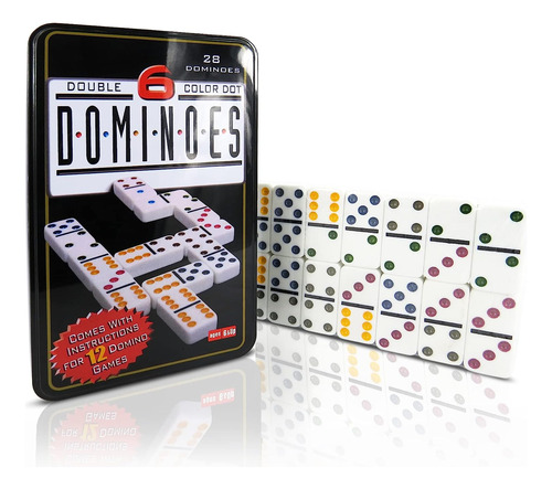 Domino Chancho 6 Caja Metálica 28 Fichas Alta Calidad