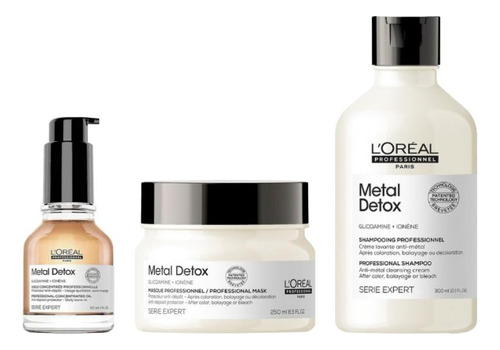 Pack L'oreal Pro Metal Detox: Sh 300ml+ Masc 250ml +oil 50ml