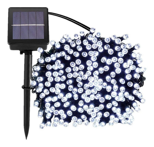Imagen 3 de 10 de Luces Navidad Energía Solar 200 Led Blanco Frio 20 Mt Cuotas