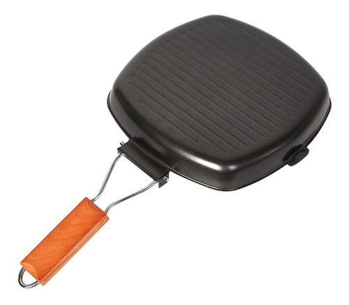 Sarten Parrilla Comal Grill Plegable Antiadherente 24 X 24cm Color Negro
