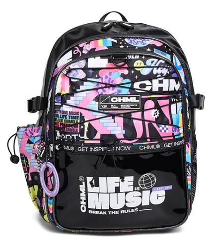 Chimola Mochila Espalda Holo 17 Pulgadas Festival Black Tr90