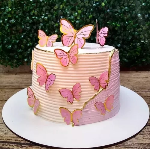 Bolo de Borboleta Rosa em Oferta