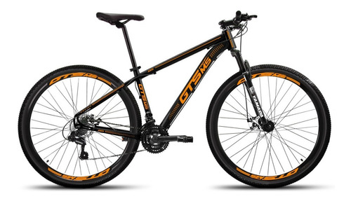Mountain bike GTS PRO M5 Techs aro 29 21" 21v freios de disco mecânico câmbios Shimano cor preto/laranja