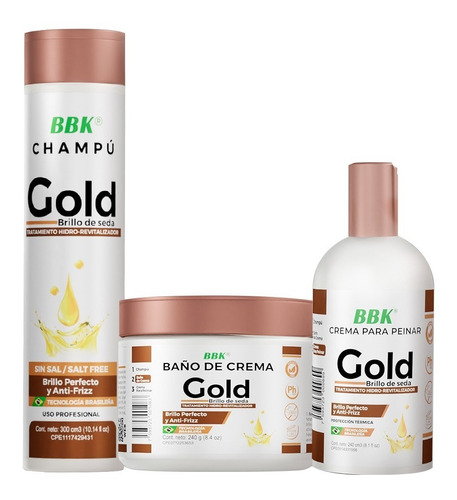 Combo Shampoo Sin Sal Gold Brillo De Seda Bigbangkeratin