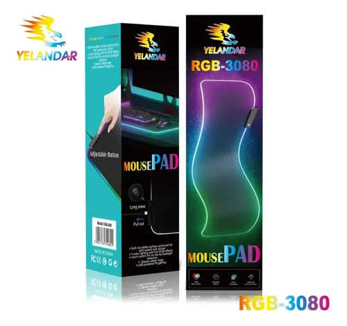 Mouse Pad Gamer 80x30 Cm Rgb Luz Led Usb Retroiluminado Color Negro