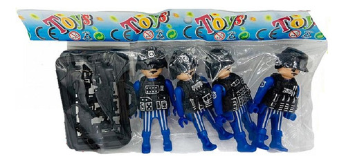 Set Muñecos Policia Militar Con Armas Figuras Tipo Playmobii