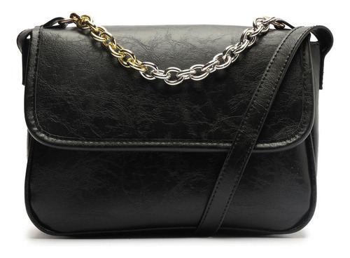 Imagem 1 de 6 de Bolsa Feminina Tiracolo De Ombro Corrente Preta - My Shoes