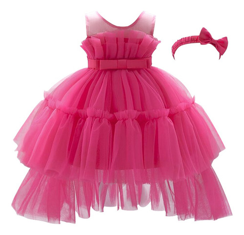 Vestido De Niña Rosa Traje De Princesa De Barbie, Ceremonia