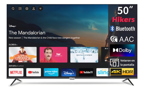 Pantalla Smart Tv Hikers 50 pulgadas Led 4k Uhd Con Dolby/aac Voz