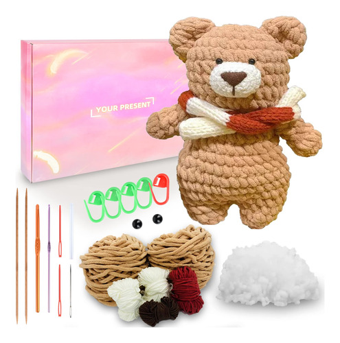 Kit Animal Ganchillo Lindo Oso Peluche Para Principiante No