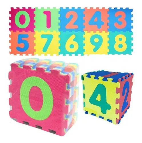 Tapete Foamy Bebé Didactico Armable Numeros 10pcs Pastel