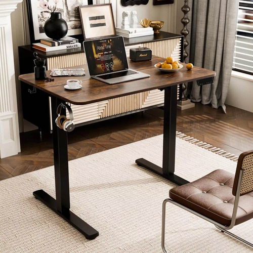 Escritorio Altura Ajustable Eléctrico Melamina Y Metal Retro