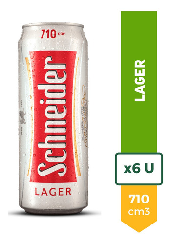 Cerveza Schneider Rubia Lata 710ml Pack X6 La Barra Oferta