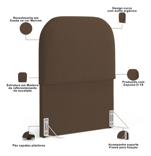 Cabeceira Cama Box 100cm Lanna Com Puff Doha Suede Marrom