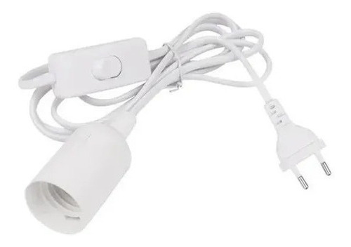 Soquete E27 Enchufe Con Interruptor Cable Blanco