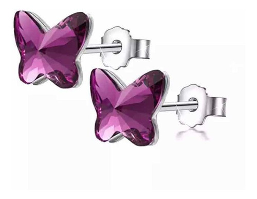 Aretes De Cristal Mariposa Para Dama