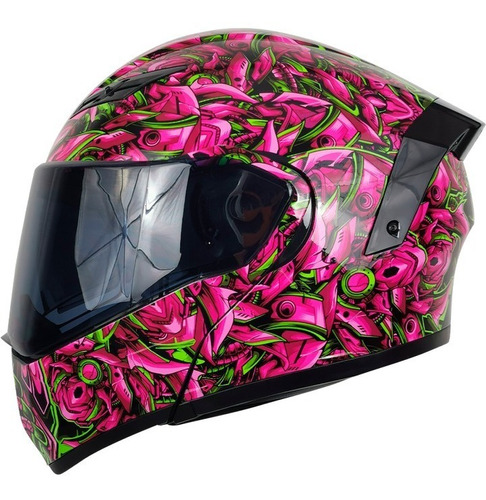 Casco Kov Estelar Titan Rosa Abatible Gafas Motos.shop