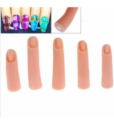 5 Unids Silicona Falso Dedo Acrílico Uv Gel Uñas Arte Prácti