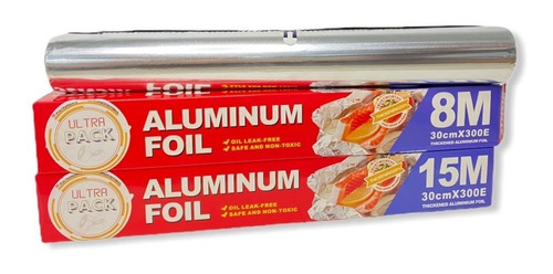 6 Papel Aluminio 30 Cm X 15 Metros 10mic