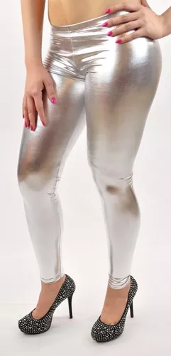 Leggins de vinipiel colores metálicos glitter, Moda de Mujer