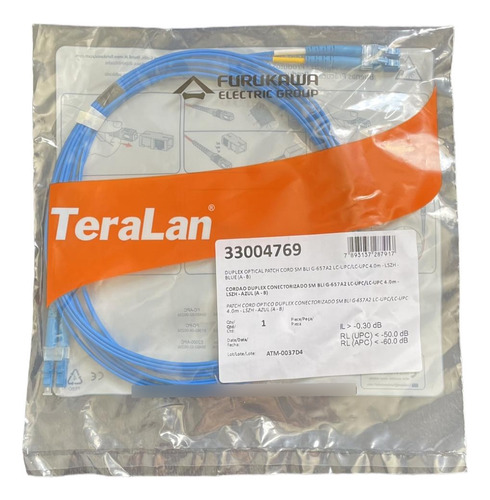 10 Cordão Óptico Furukawa Lc/lc-upc Sm 4,00 Mts 33004769