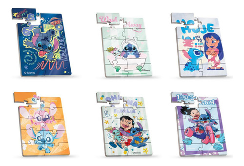 Mini Quebra Cabeça Disney Lilo Stitch 10 Peças 6 Modelos