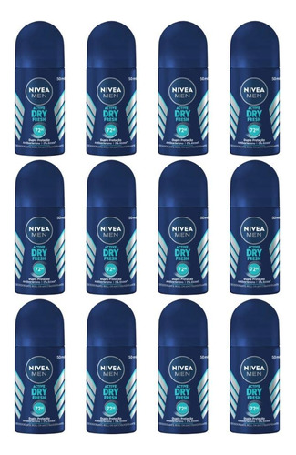 Desodorante Roll-on Nivea 50ml Masc Dry Fresh - Kit Com 12un