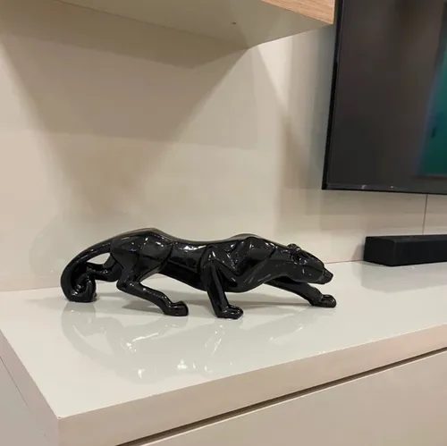 Estatua de escultura de pantera negra para decoración del hogar, color leopardo, negro