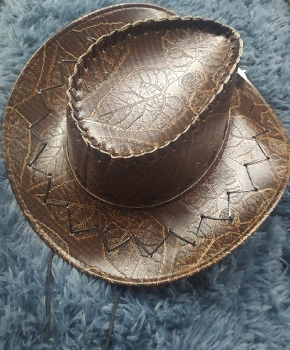 Sombrero Verano Estilo Vaquero Diseño Hoja Semi Cuero.