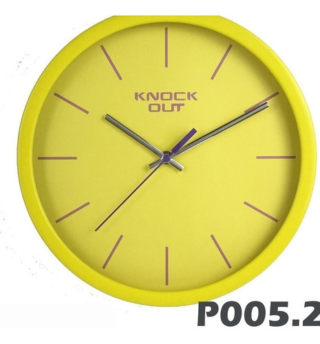 Reloj De Pared Knock Out P005 30cm Diametro Verde / Amarillo