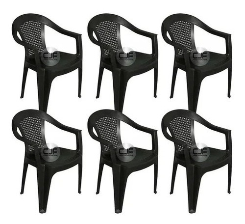 Envio Gratis Pack De 6 Sillones Verona Negros Mascardi D/fab