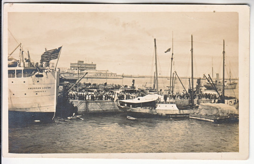 1924 Postal Fotografia Con American Legion Puerto Montevideo