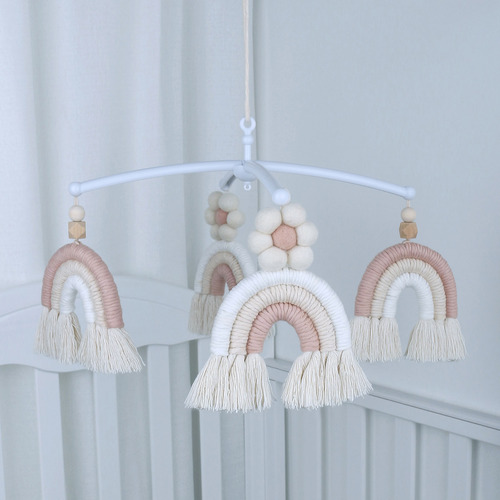 Colgante Móvil De Macramé Con Borlas Y Arcoíris Para Cuna De