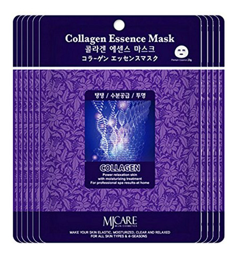 Mj Collagen Essence Face Skin Mask Pack Elástico, Hidratado,