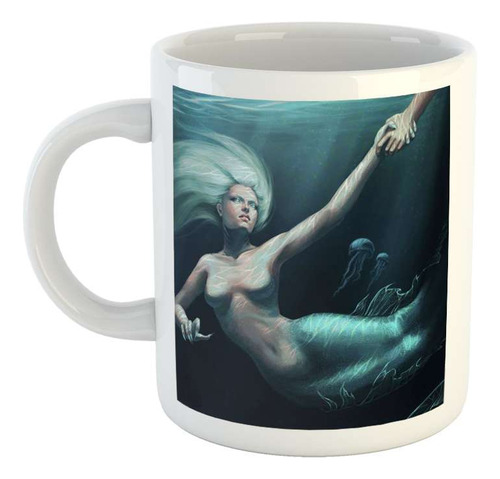 Taza Ceramica Sirena Salvada Ayuda Bondad Fondo De Mar