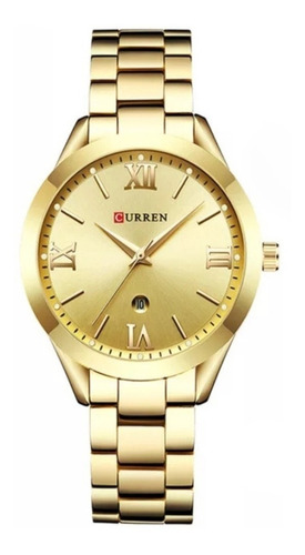 Relógio Feminino Curren 9007 Dourado Quartz Casual + Brinde