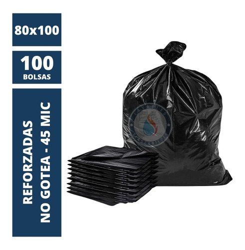 100 Bolsas Consorcio Residuos 80x100 Base Reforzada No Gotea