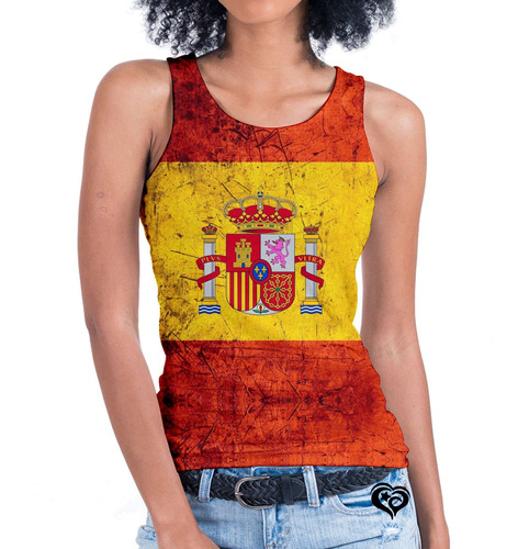 Camiseta Regata Bandeira Espanha Feminina Blusa