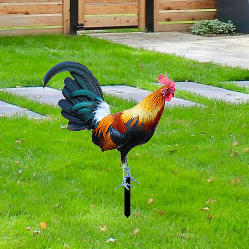 Wf/ Estaca Jardín Gallo, Adorno Pollo, 21,5 Cm X 25 Cm